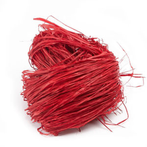 Natural Raffia Trimmed Long 300g - Red