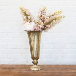 Lita Metal Fluted Vase in Distressed Gold 16.75″