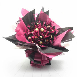 Valentine Pink & Black Sweet Love Mixed Bouquet